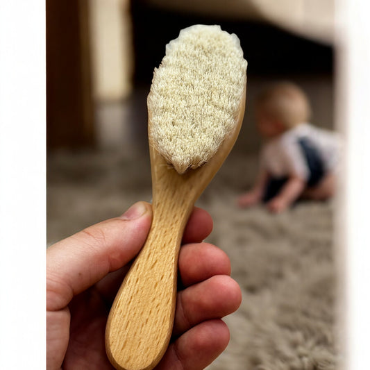 Wooden Baby Hairbrush with Soft Natural Bristles