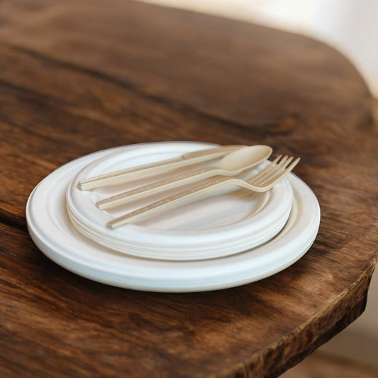 Biodegradable Plant Starch Plate and Cutlery Set