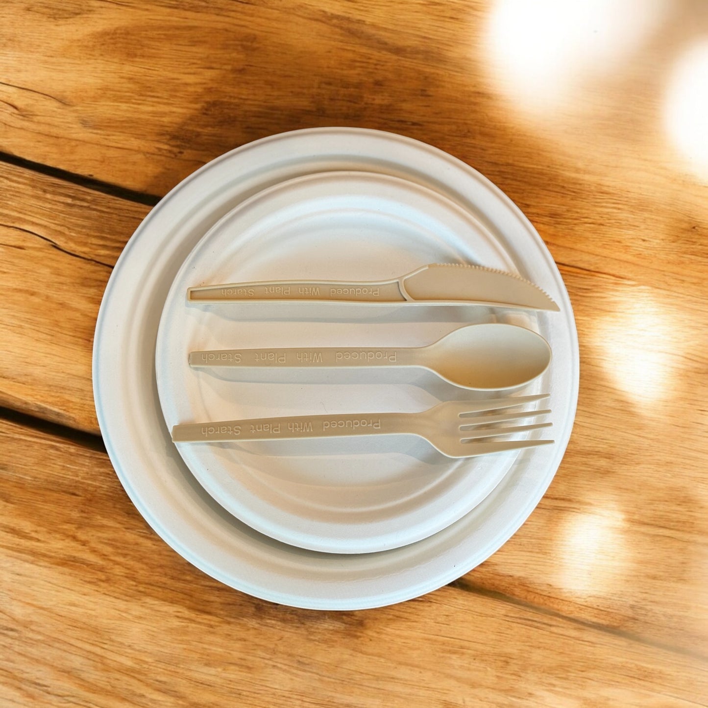 Biodegradable Plant Starch Plate and Cutlery Set