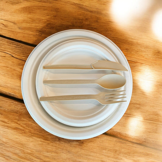 Biodegradable Plant Starch Plate and Cutlery Set