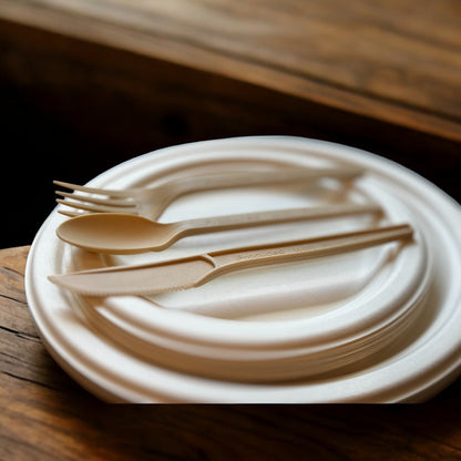Biodegradable Plant Starch Plate and Cutlery Set