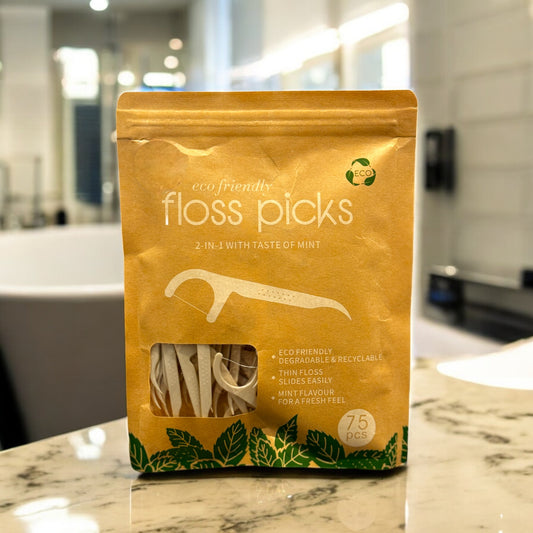 Eco-Friendly Mint Floss Picks 75-Pack